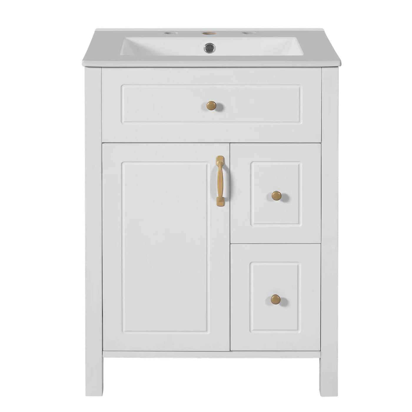 Elegant Bathroom Vanity With Ceramic Sink, Soft Close Doors And Drawers, Double Storage Racks by Unique Piece Furniture