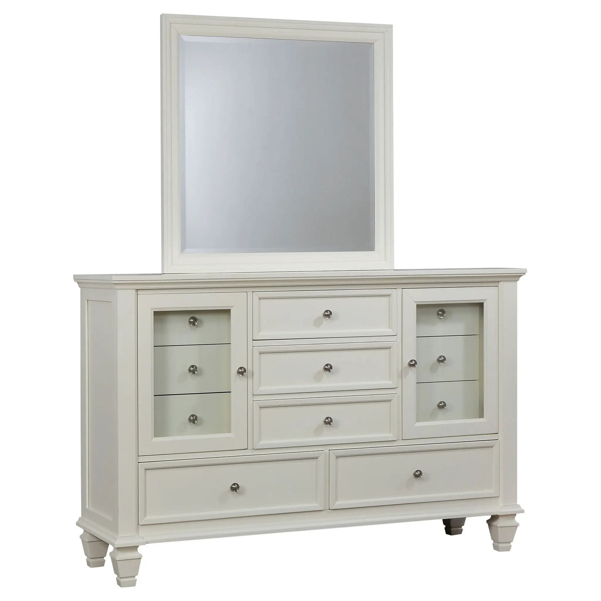 Sandy Beach 11-drawer Dresser with Mirror Cream White by Unique Piece Furniture