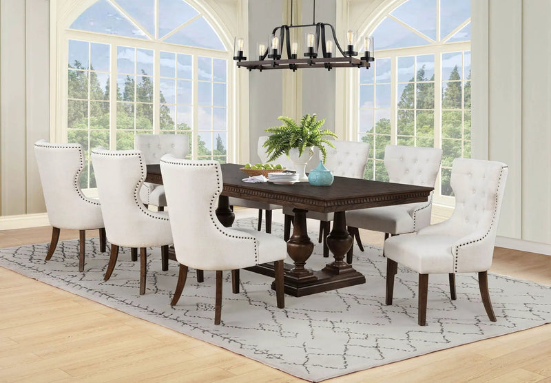 Ridgewell 9-piece Rectangular Trestle Dining Set Dark Oak by Unique Piece Furniture