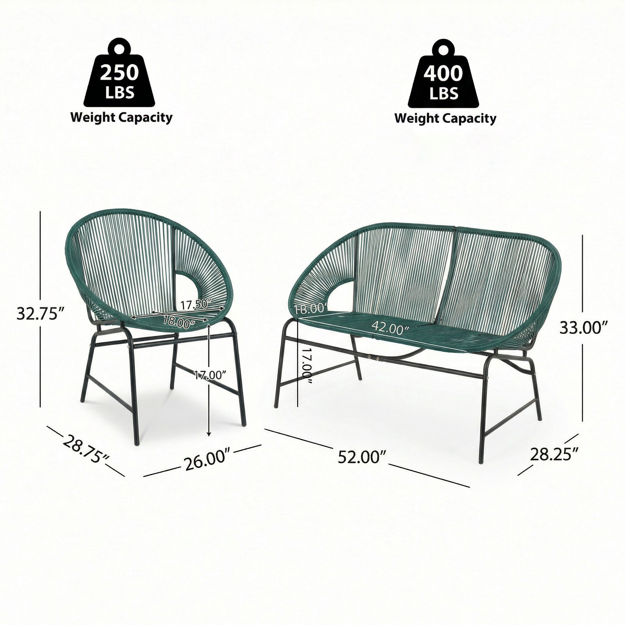 Nusa Outdoor Patio Wicker 3-Piece Chat Set by HouseOfZazla