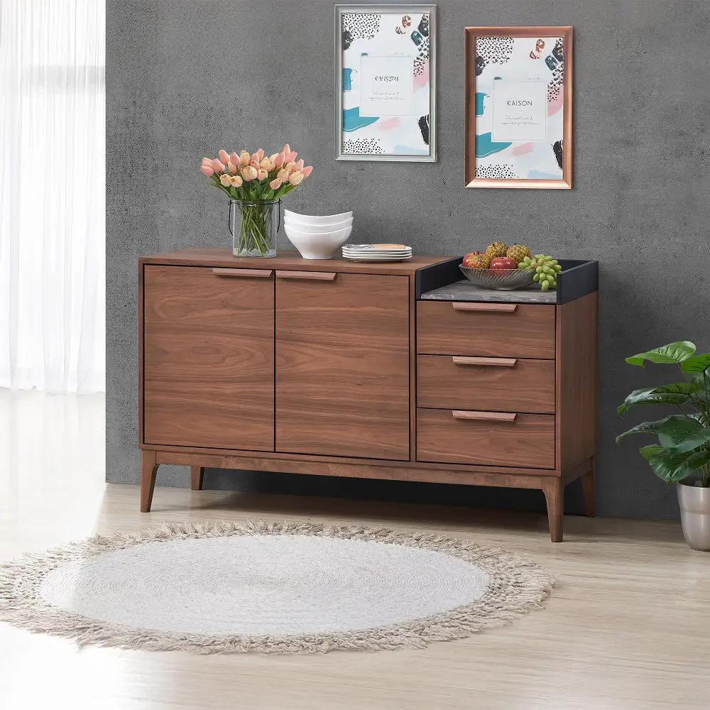 Bevis - Server - Green Fabric & Walnut by Unique Piece Furniture