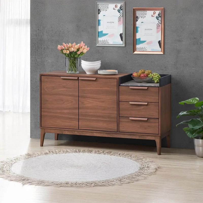 Bevis - Server - Green Fabric & Walnut by Unique Piece Furniture