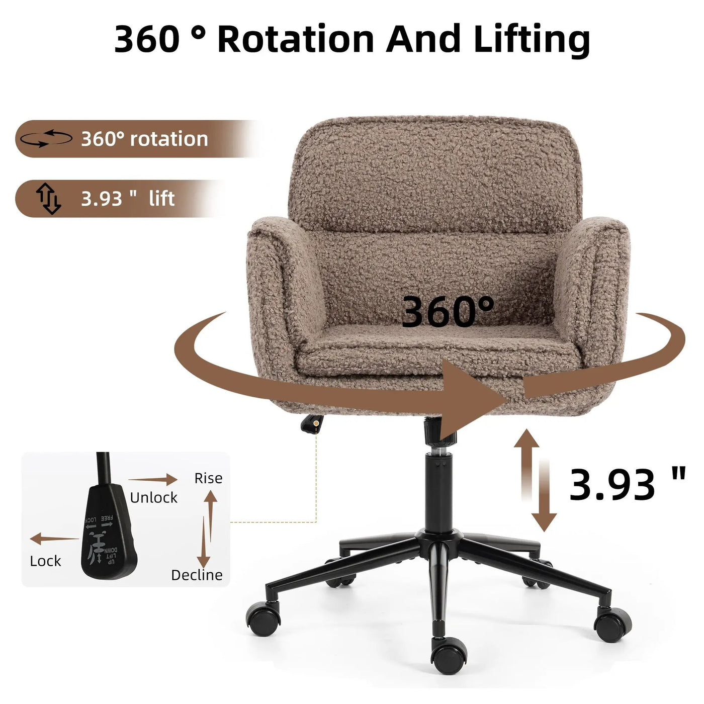 Criss Cross Swivel Desk Chair With Adjustable Armrests & Wheels For Home Office by HouseOfZazla