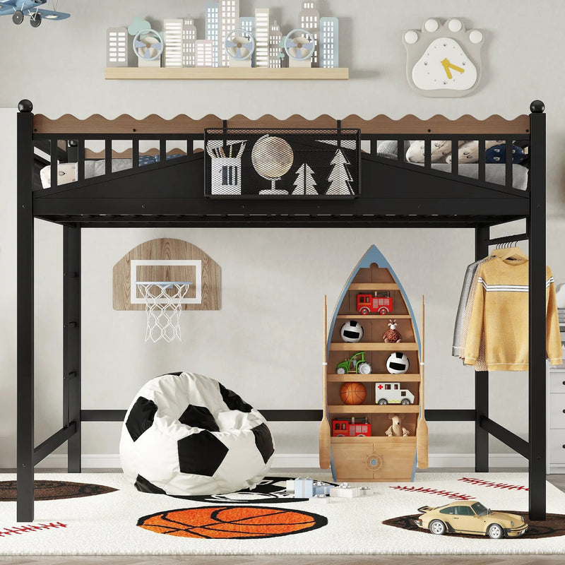 Queen Size Loft Bed with Ladders and Storage by HouseOfZazla