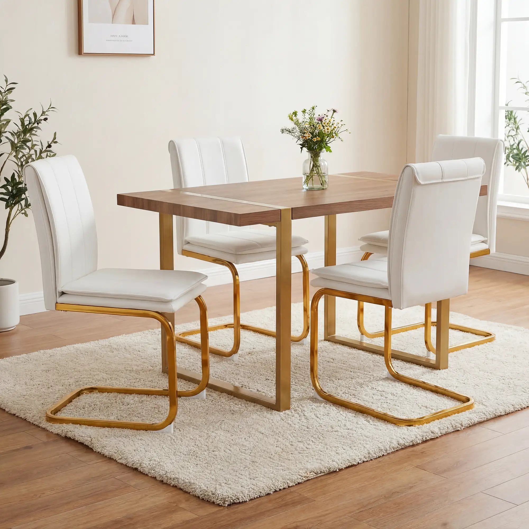 Modern Dining Chairs Set of 4, PU Leather by HouseOfZazla