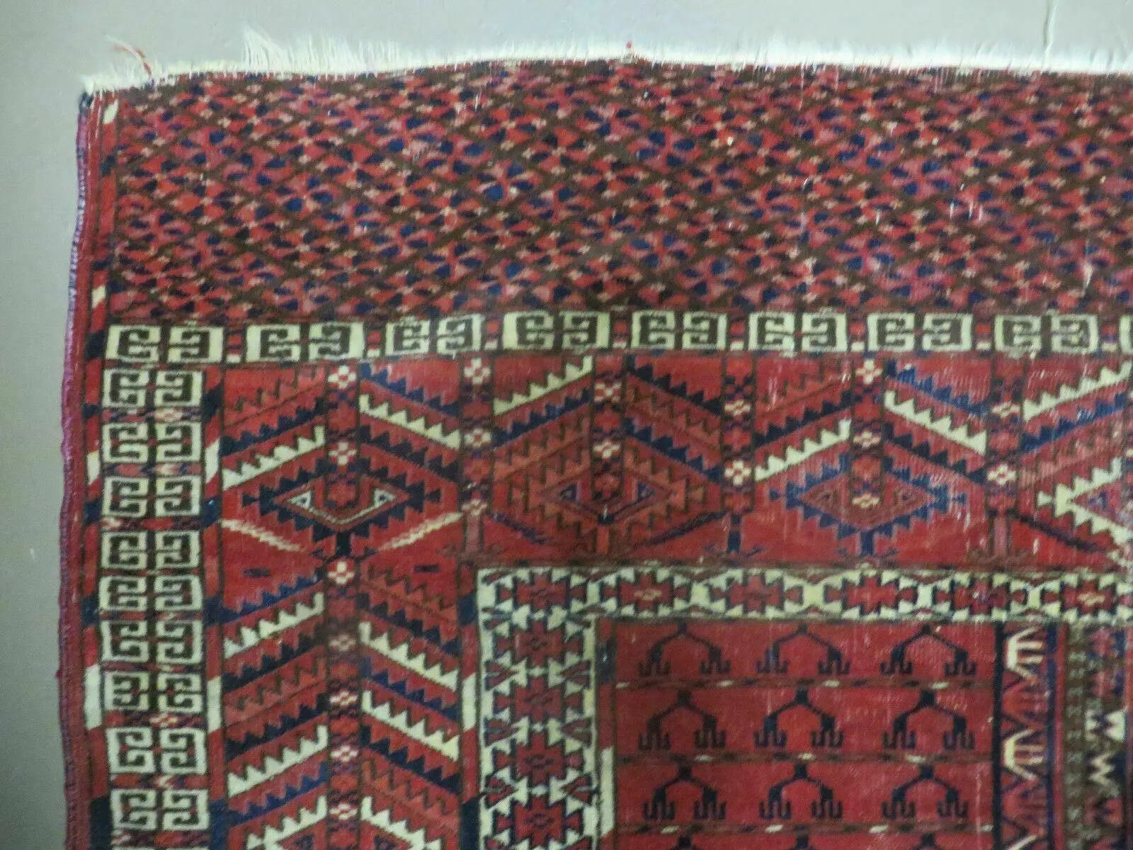 Antique Turkoman Rug 4x5, Ensi Hatchli Tekke Wool Rug by Jewel Rugs