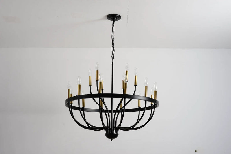 15-Light Industrial Iron Candle Chandelier Modern Farmhouse Pendant Light by HouseOfZazla