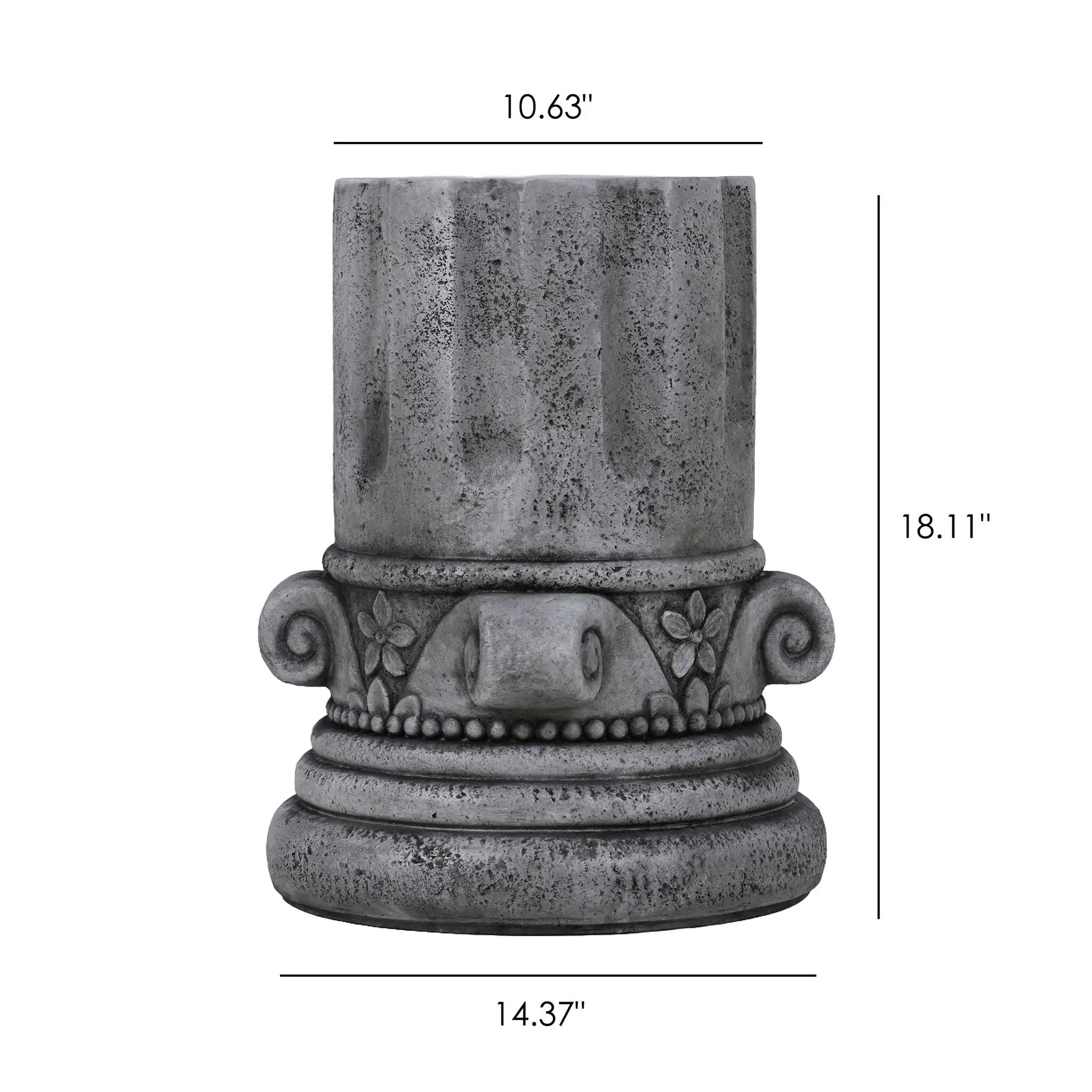 Outdoor End Table, Round Side Table For Patio And Garden - Antique Gray