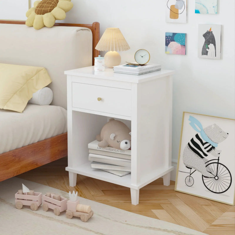 Nightstand & 1 Drawer And 1 Shelf - White by Unique Piece Furniture