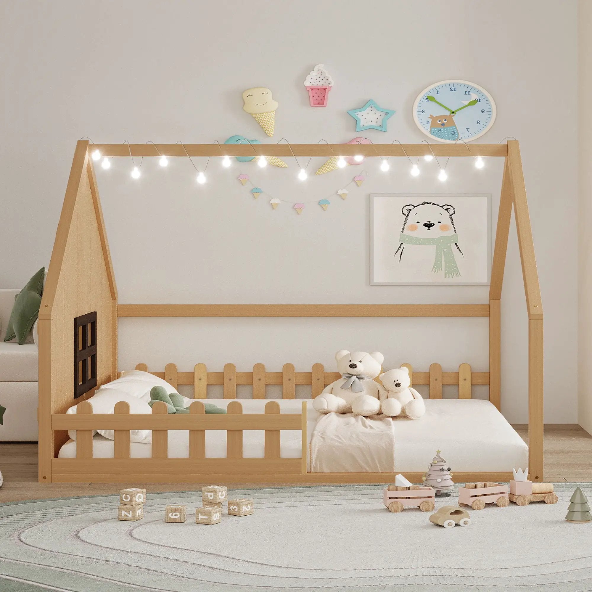House Bed With Window And Fence by Unique Piece Furniture