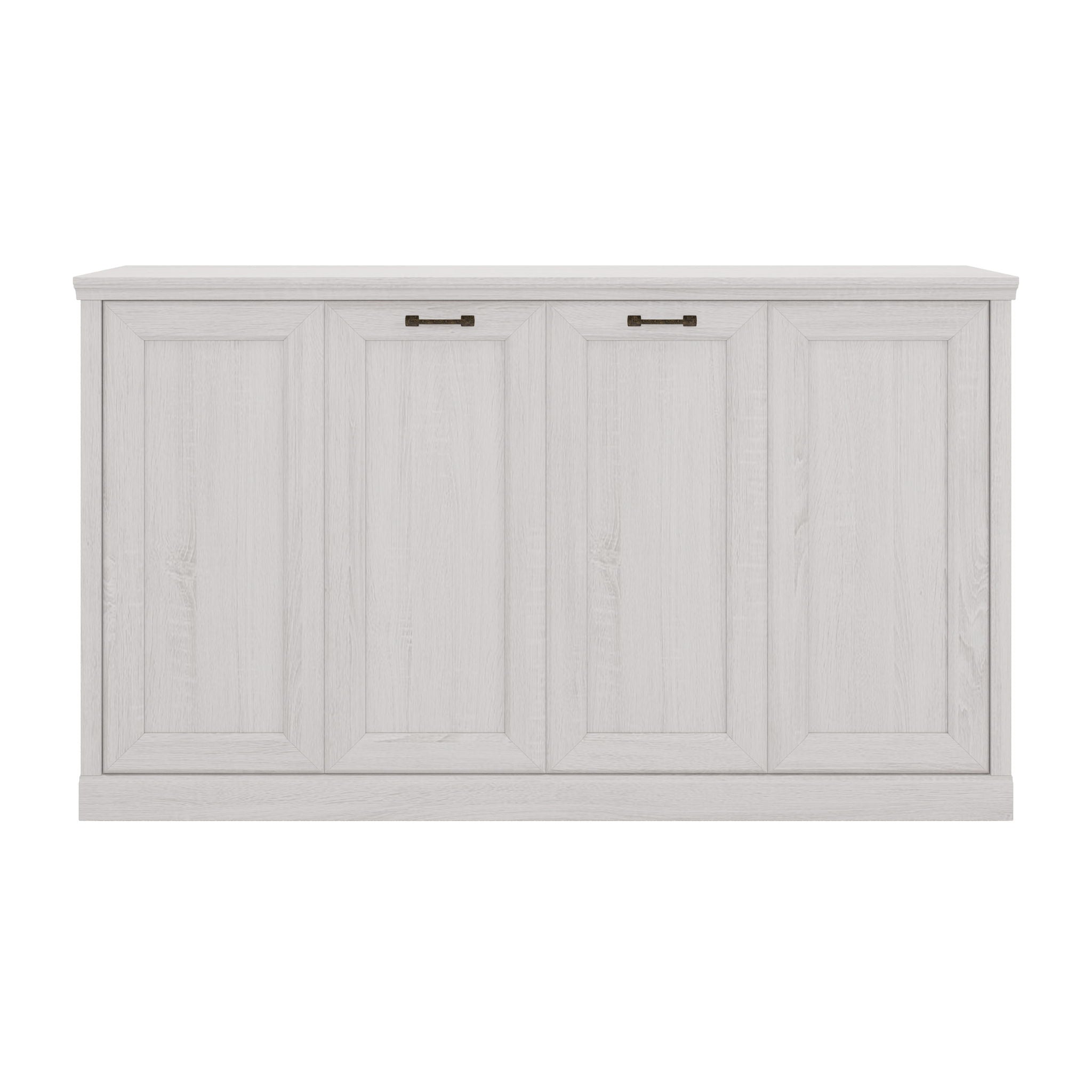 Twin Size Horizontal Murphy Bed With Dual Piston System, Space Saving Wall Bed Folds Into Cabinet - Rustic White by HouseOfZazla