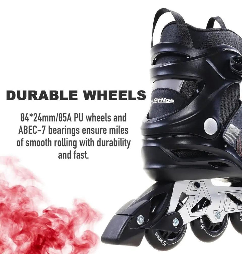 JetHok Fitness Inline Skate, Professional Aluminum Inline Rollerskates Outdoor (Black and Red, Size 7-11) by Selzalot