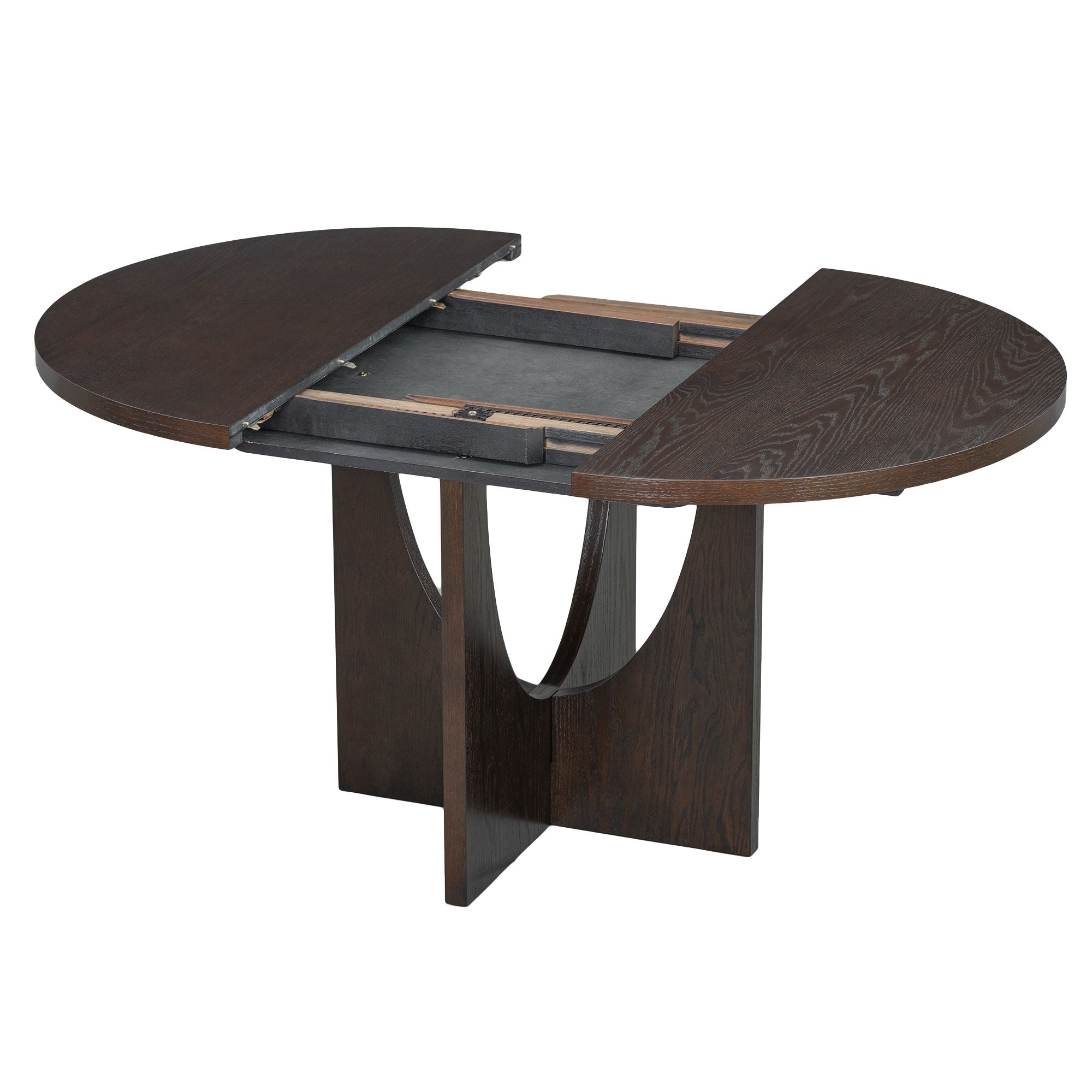 Topmax - 5 Piece Modern Extendable Round Dining Table Set With Removable Leaf For Small Places by HouseOfZazla