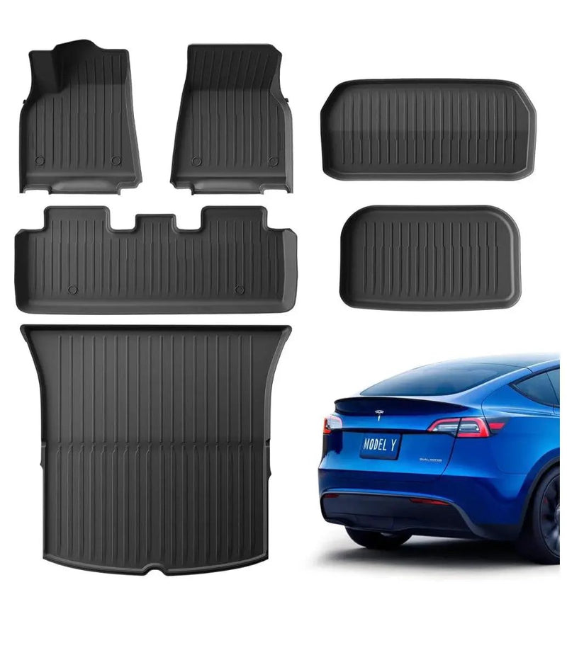 Proud Bird 4.1 1 i (8) Tesla Model Y Floor Mats 2023-2021 (5-Seater), Pure TPE, All Weather Floor Mats Tesla Accessories Model Y Trunk Mat & Floor Mat by Selzalot