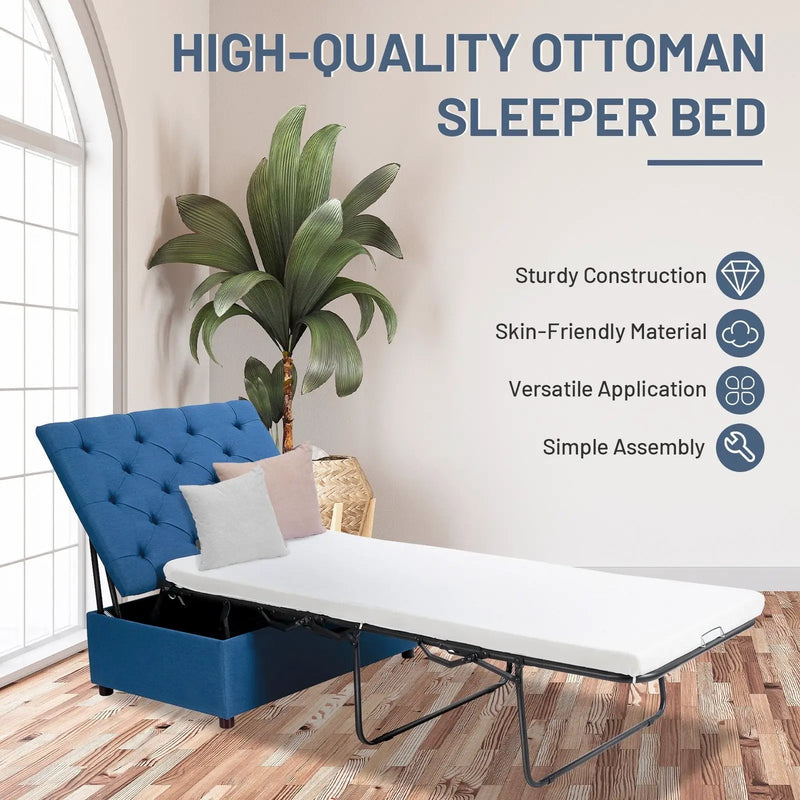 Folding Ottoman Sleeper Bed with Mattress for Guest Bed and Office Nap by DirectDeals