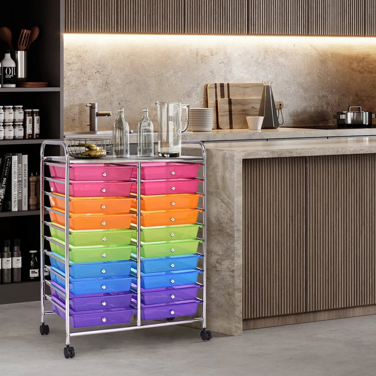 20 Drawers Storage Rolling Cart Studio Organizer-Multicolor by DirectDeals