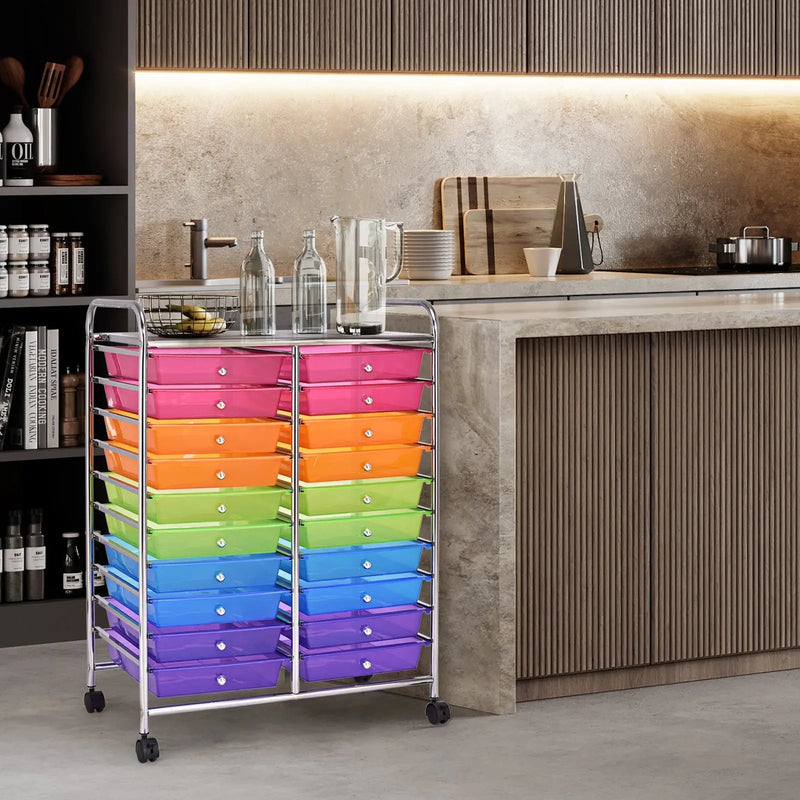 20 Drawers Storage Rolling Cart Studio Organizer-Multicolor by DirectDeals