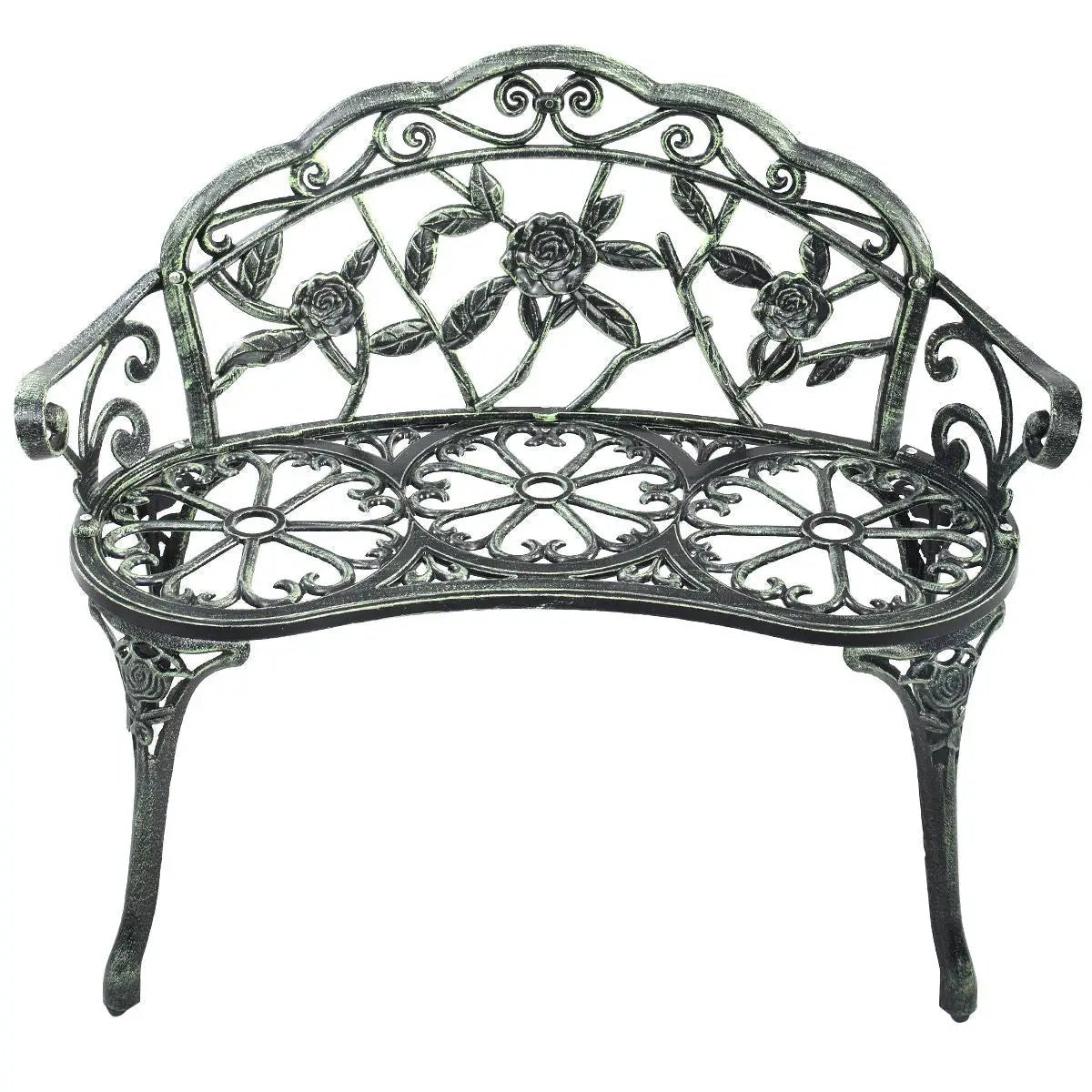 Outdoor Cast Aluminum Patio Bench Antique Rose, photo 13 of 16