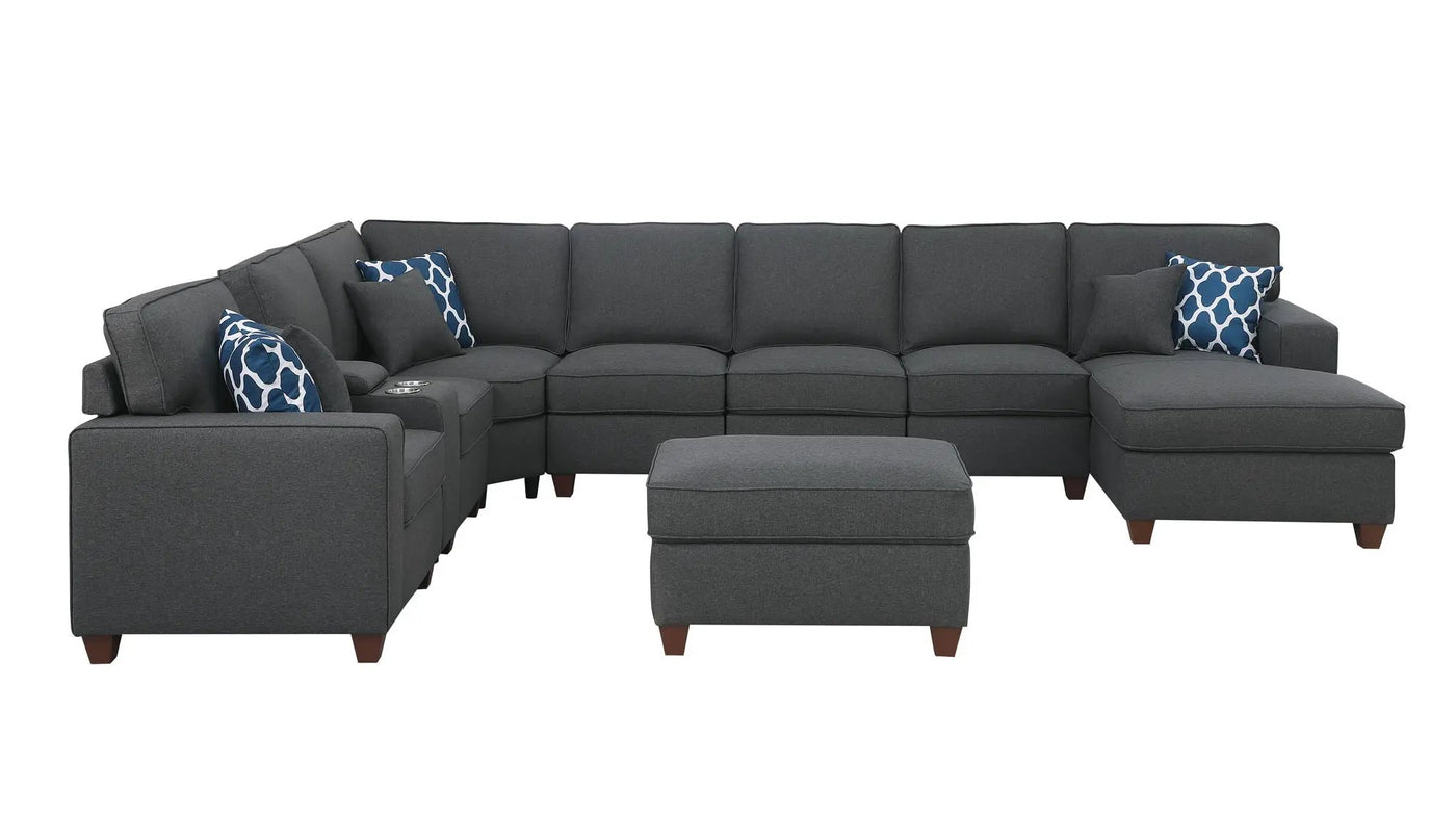 Eric - 9 Piece Upholstered Sectional With Ottoman by HouseOfZazla