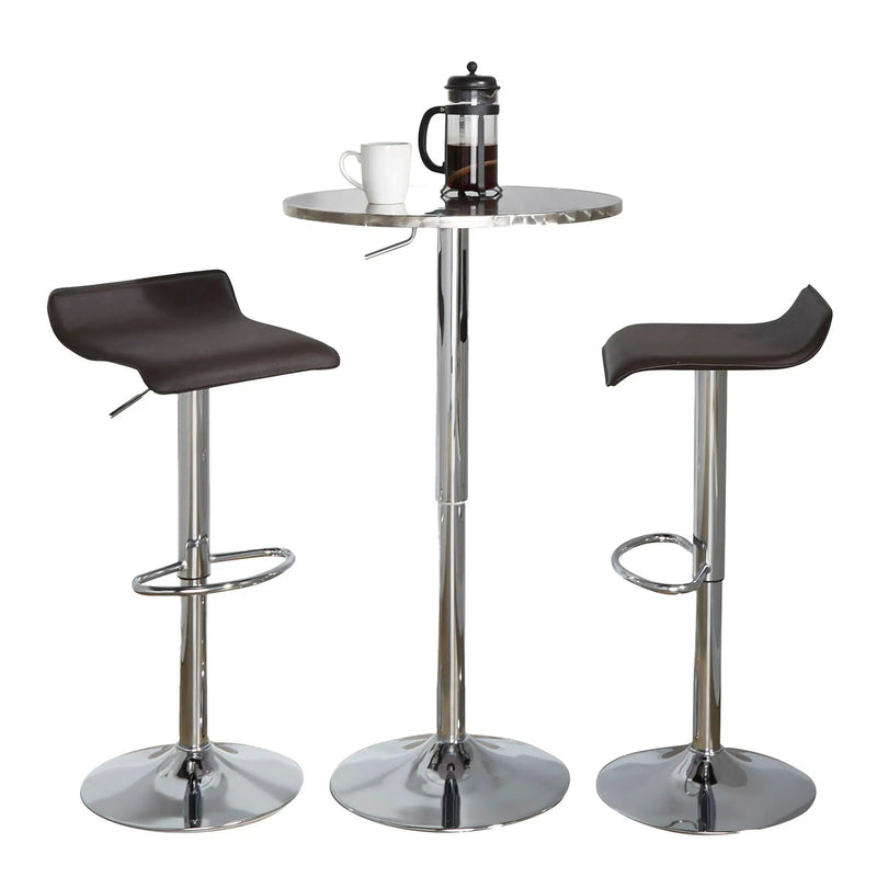 Ale - 3 Piece Bar Set Bistro Round Contemporary Adjustable Oval Footrest by HouseOfZazla