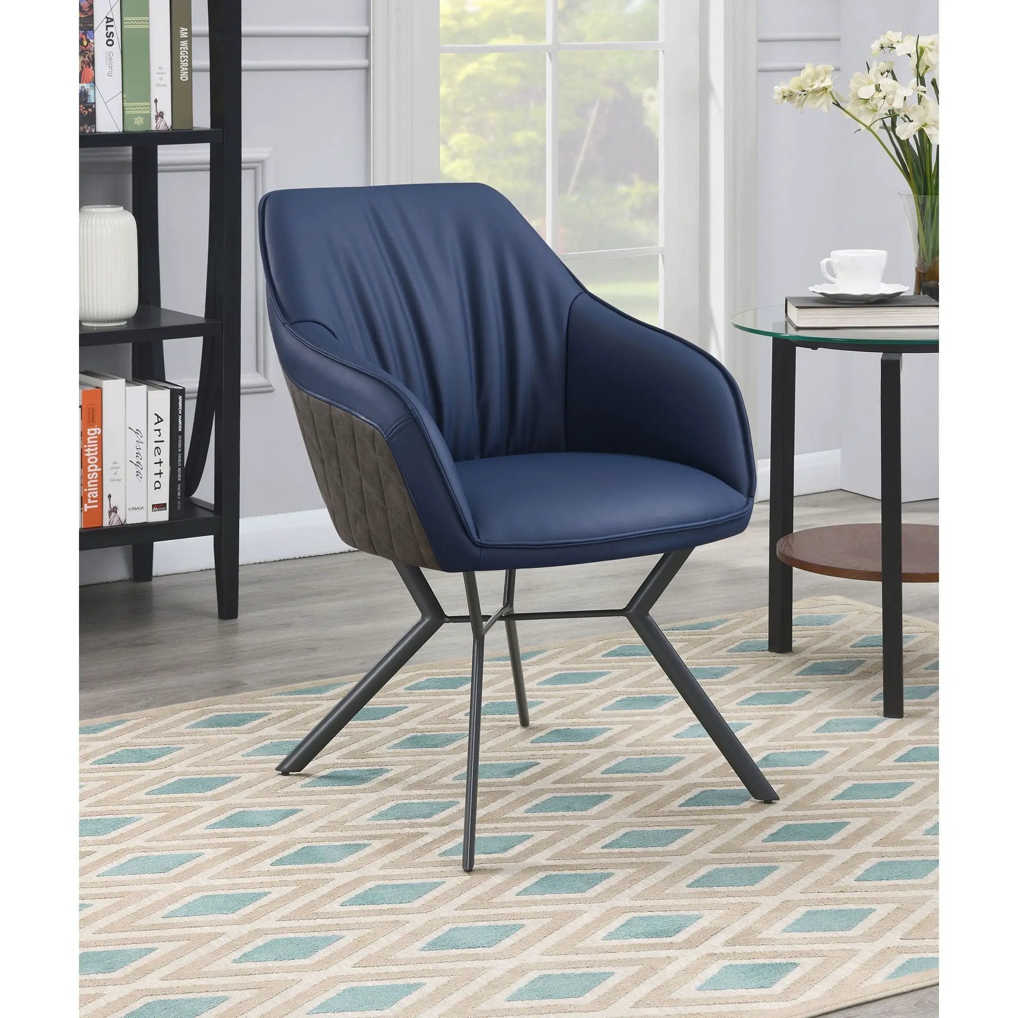 Upholstered Dining Chairs (Set of 2) Retro Bucket Seat - Blue by HouseOfZazla