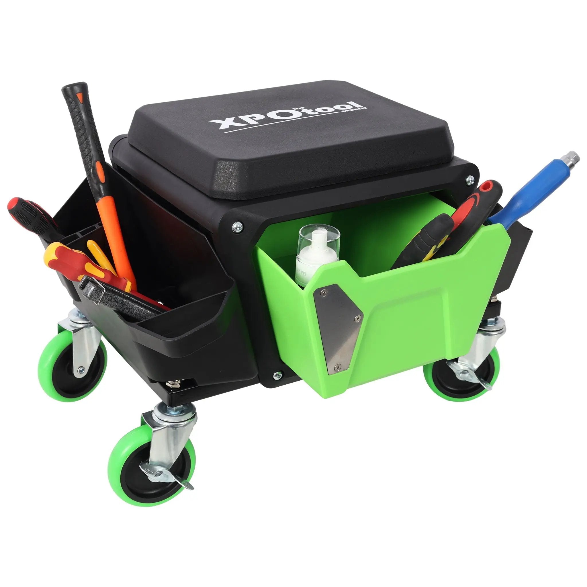 Heavy Duty Mechanic Stool With Wheels And Soft Rubber Cushion And 330Lbs Capacity - Green by HouseOfZazla