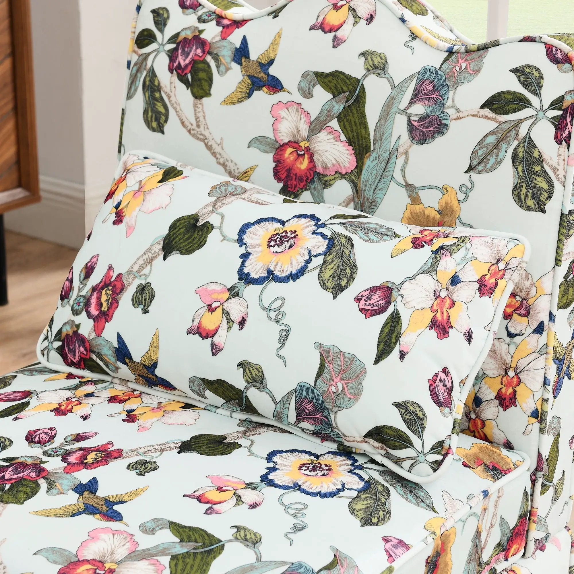 Stylish Flannel Dining Chair With Soft Cushion And Backrest by Unique Piece Furniture