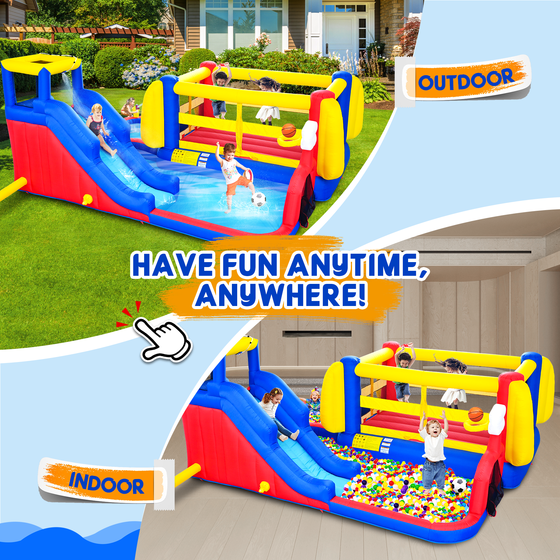 7 in 1 Inflatable Slide Water Park for Kids by HouseOfZazla
