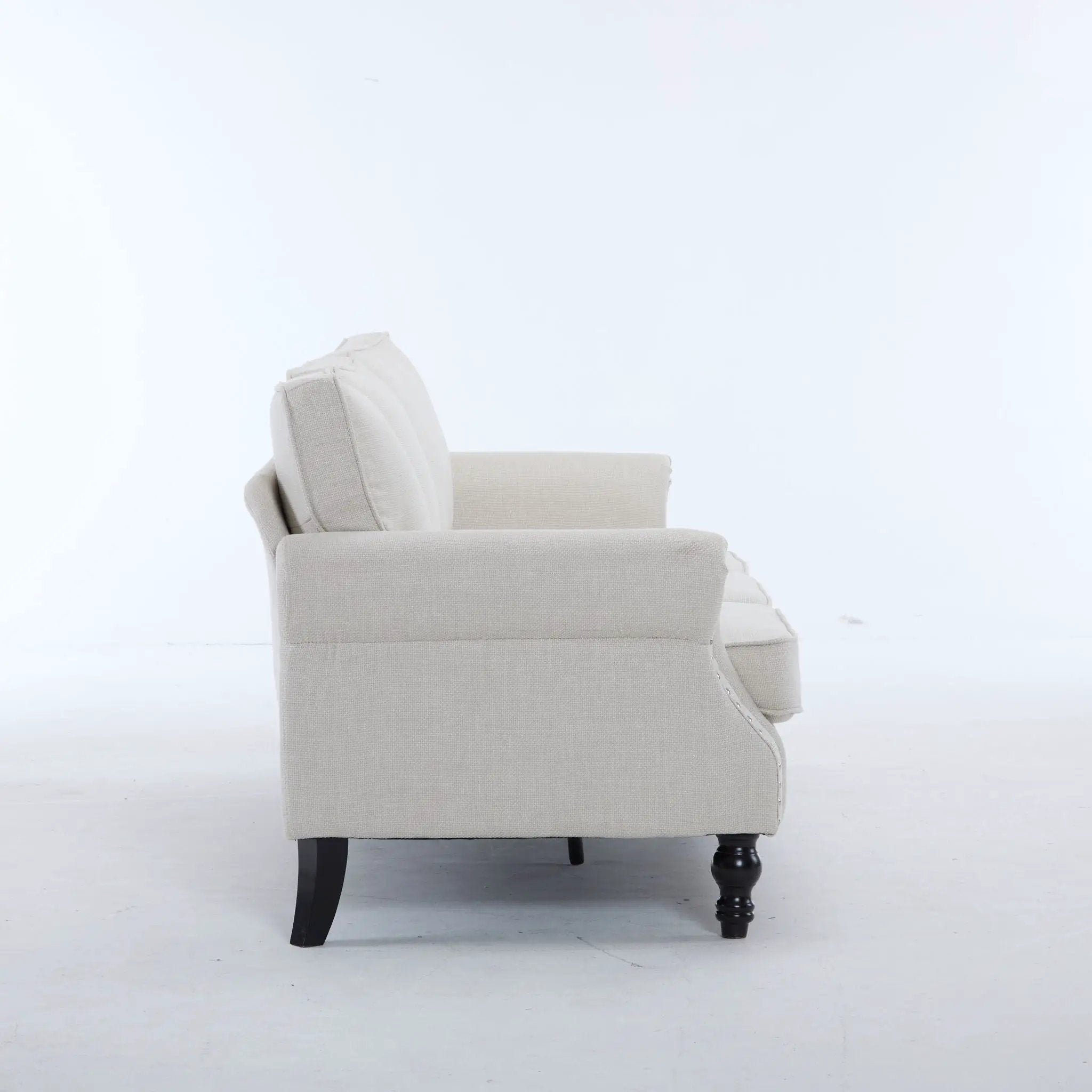 Rolled Arm Sofa With Nailhead Trim With Wooden Legs by Unique Piece Furniture
