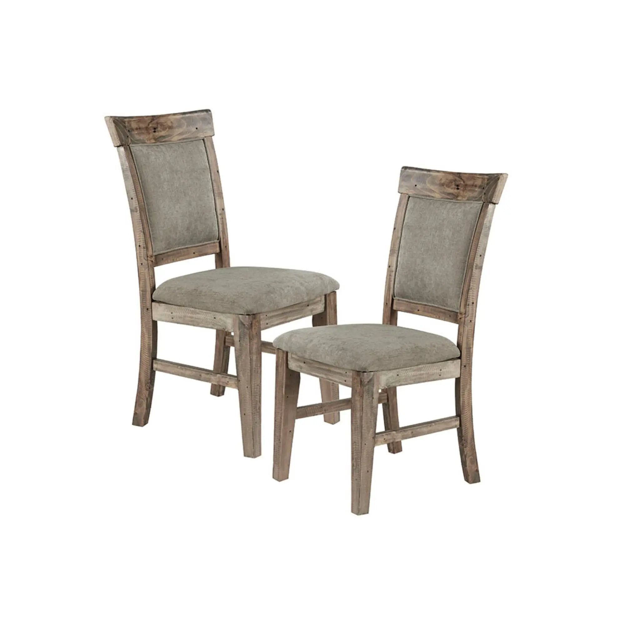 Dining Side Chair Set With Cushioned Back And Seat (Set of 2) - Weathered Gray / Natural by HouseOfZazla