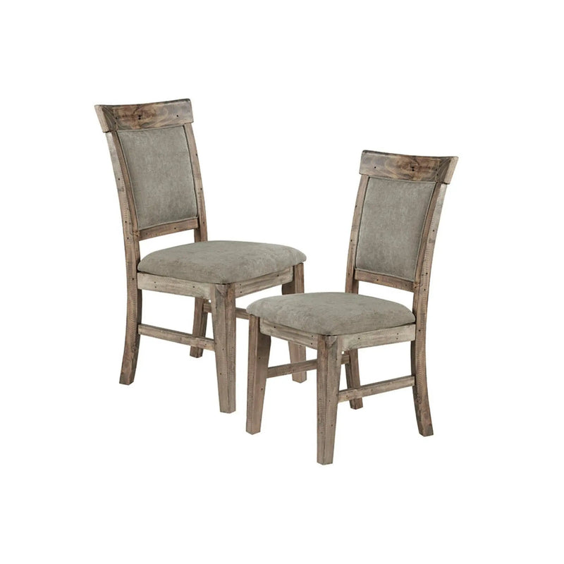 Dining Side Chair Set With Cushioned Back And Seat (Set of 2) - Weathered Gray / Natural by HouseOfZazla