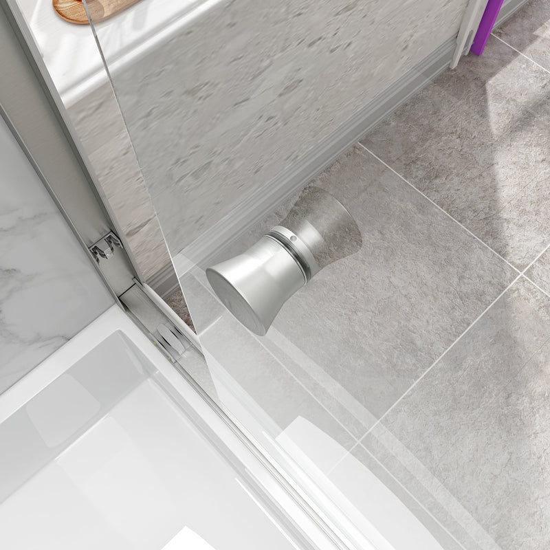 55-60" W x 60" H Brushed Nickel Double Bypass Sliding Shower Door by HouseOfZazla