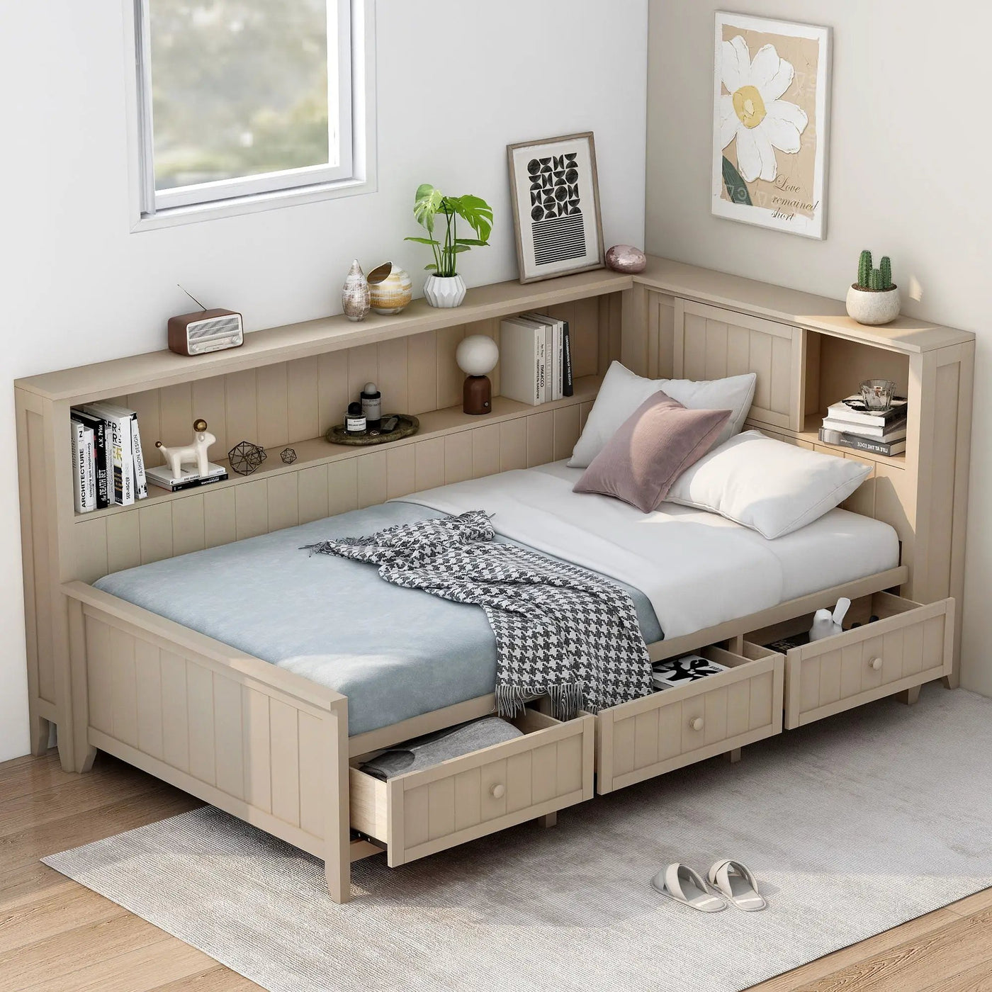 Daybed With Storage Shelves And 3 Drawers by HouseOfZazla