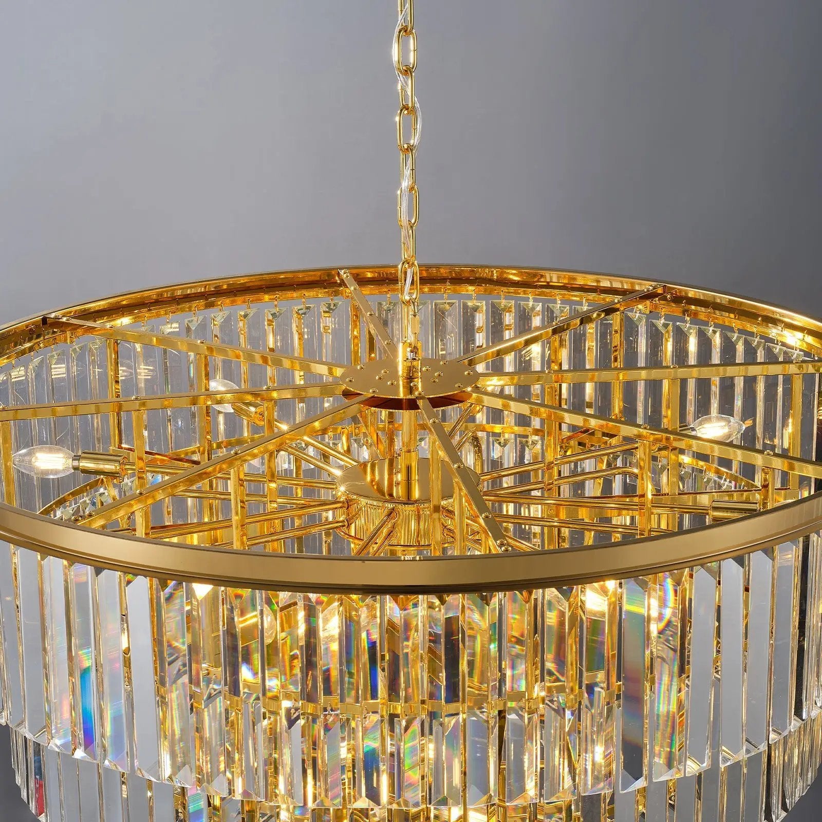 48-Inch Gold Tiered Crystal Tube Chandelier by HouseOfZazla