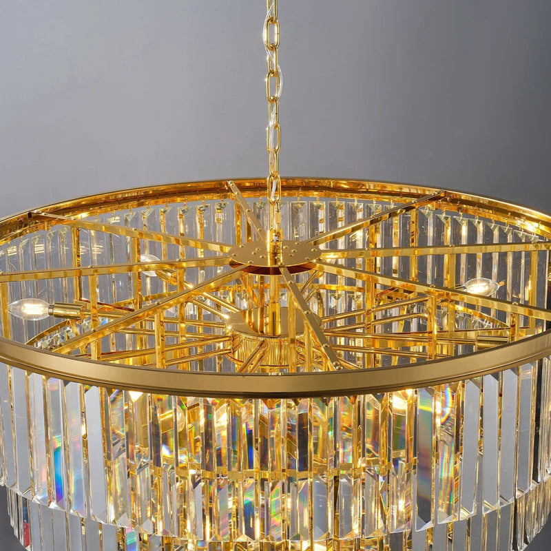 48-Inch Gold Tiered Crystal Tube Chandelier by HouseOfZazla