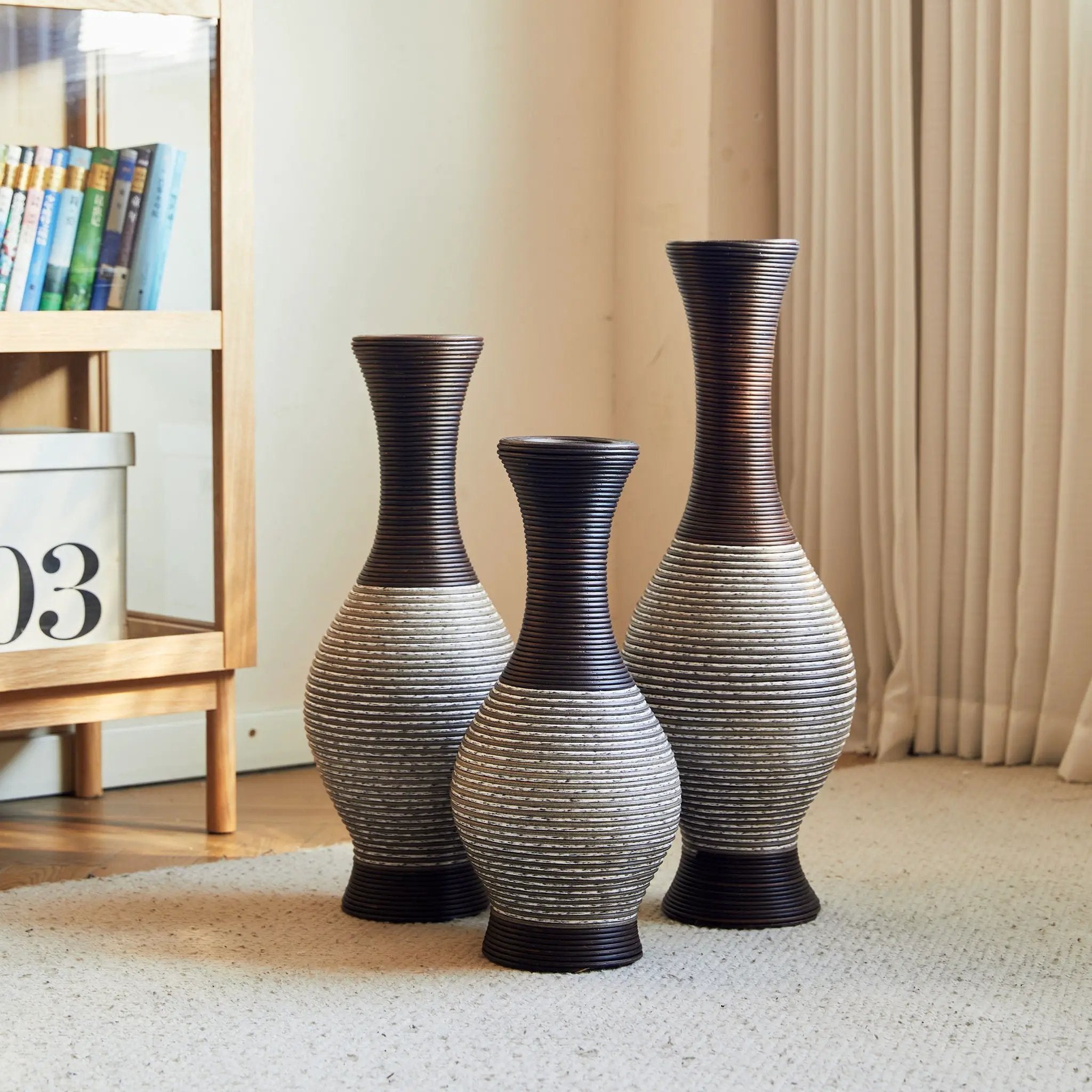 Tall Designer Floor Vase With Elegant 2 Tone by Unique Piece Furniture