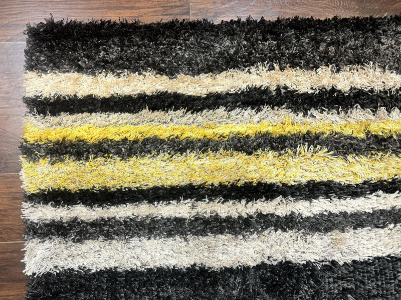 Shag Rug 5x8, Yellow Ivory Charcoal, Contemporary by Jewel Rugs