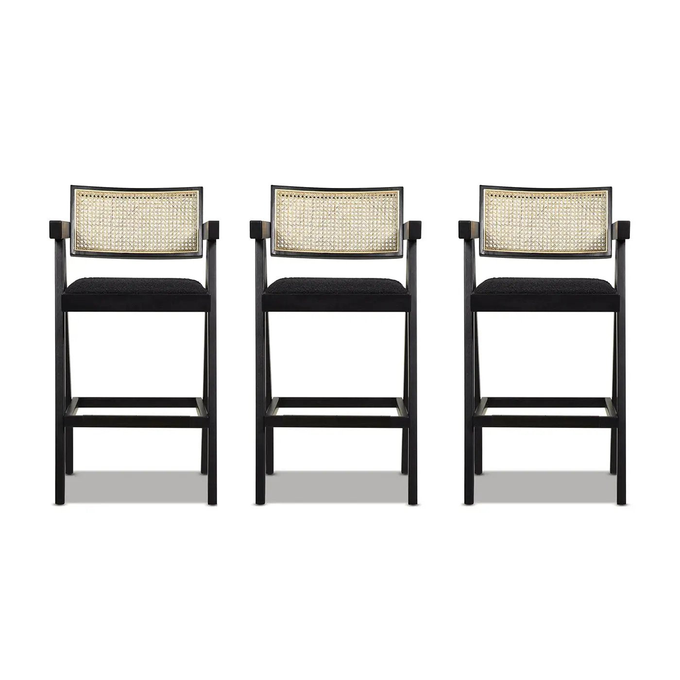 Milan - Modern Webbing Back Stool With Arms (Set of 3) by HouseOfZazla