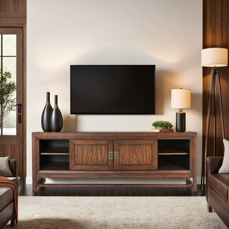 TV Stand Console, For TVs Up To 85", 2 Tone - Brown by Unique Piece Furniture