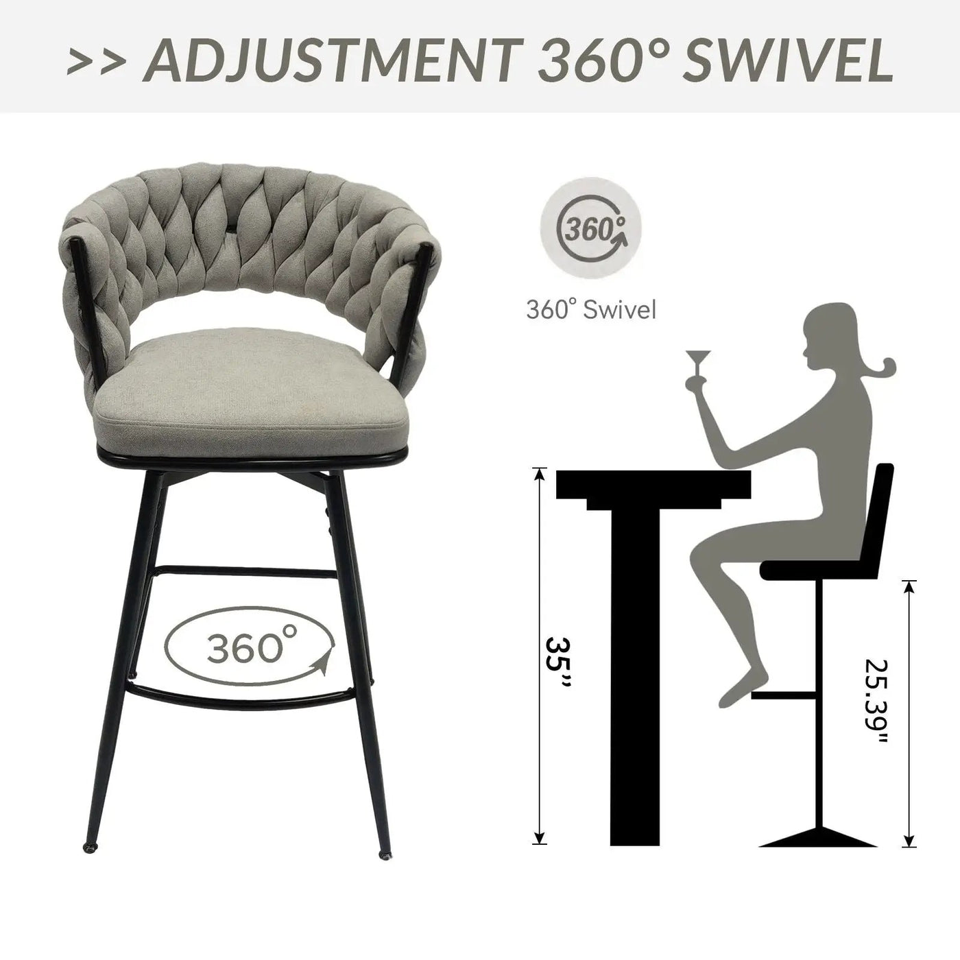 Bar Stool 360 Swivel With Back Footrest by HouseOfZazla