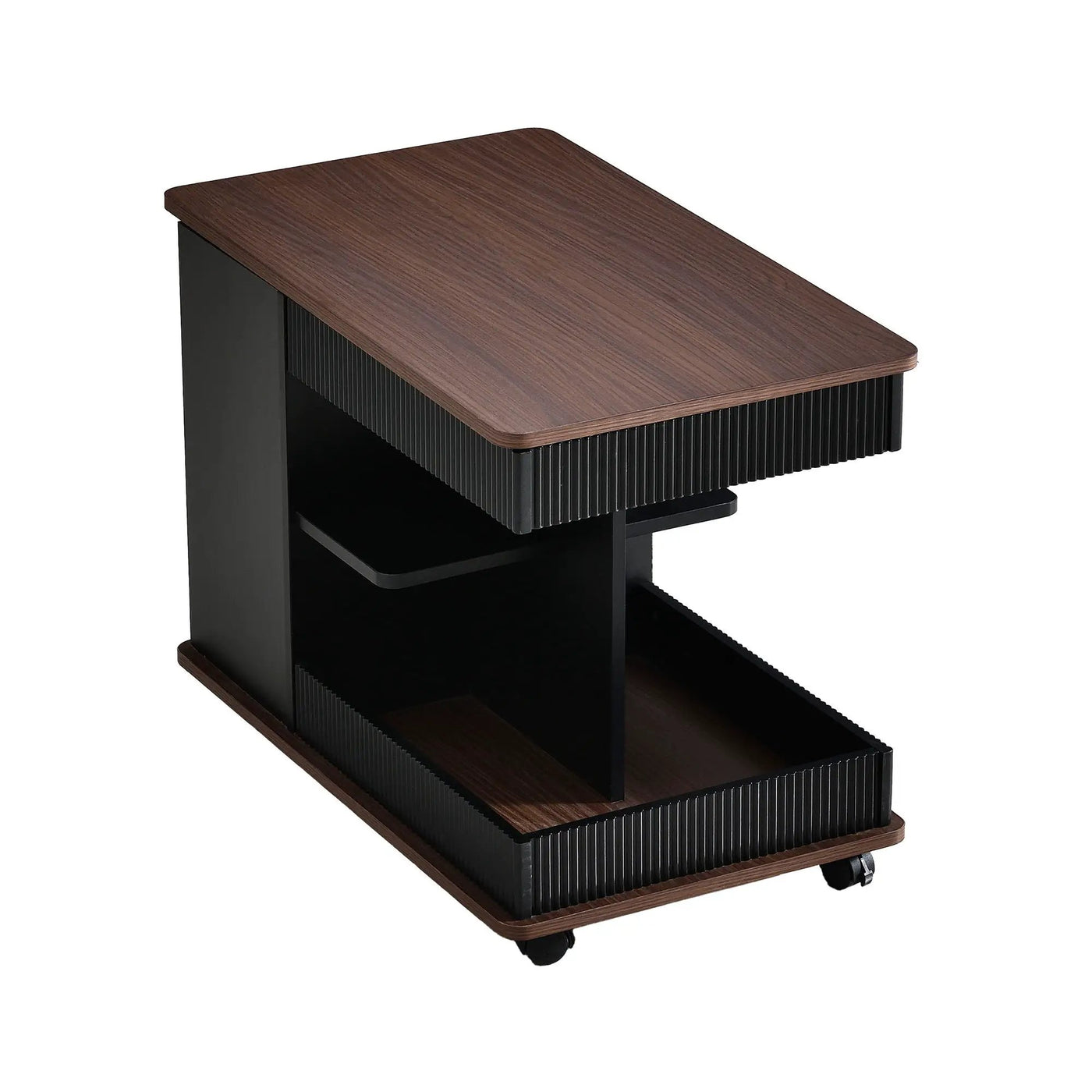 Adjustable End Table With Wheels, 360°Rotating Top And Storage Space by HouseOfZazla