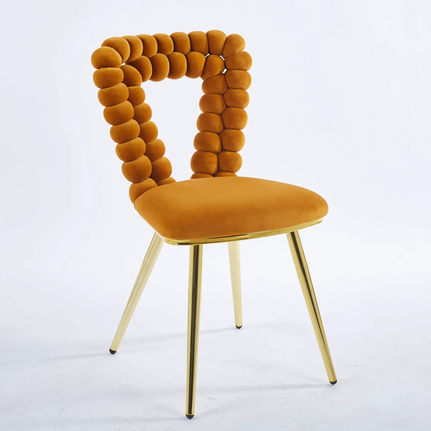Modern Chair With Iron Tube Legs, Soft Cushions And Comfortable Backrest, Suitable For Dining Room, Living Room, Cafe, Hairball Back by HouseOfZazla