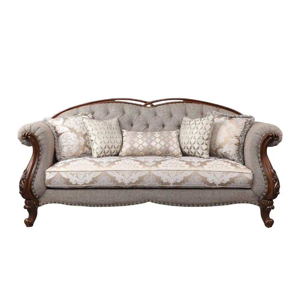 Miyeon - Sofa With 5 Pillows - Fabric & Cherry by Unique Piece Furniture