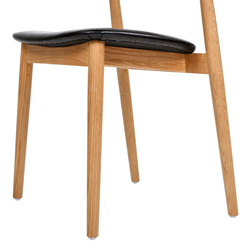 Raven - Stacking Sculpted Oak Dining Chair - Warm Natural Brown / Black by Unique Piece Furniture