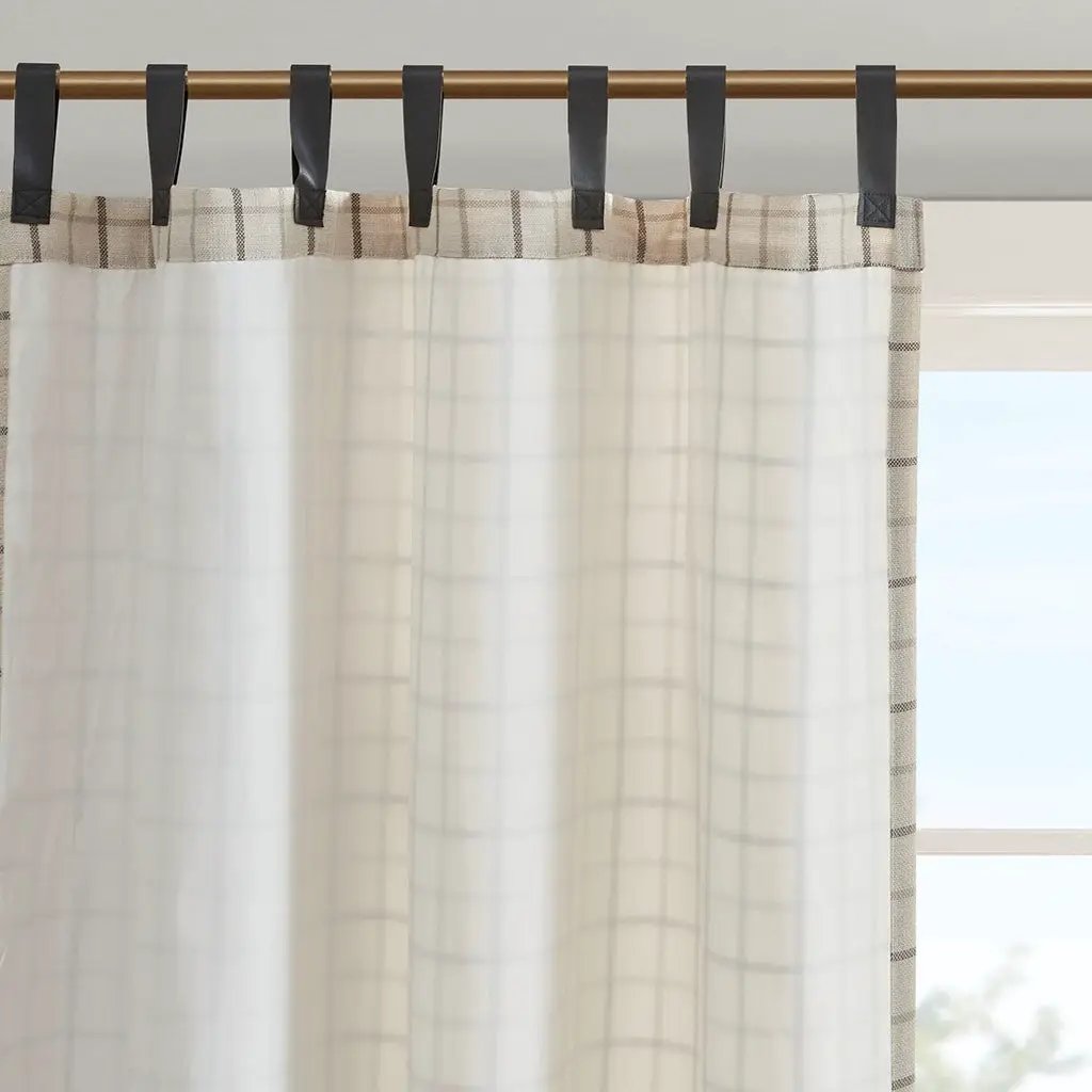 Plaid Faux Leather Tab Top Curtain Panel with Fleece Lining by HouseOfZazla