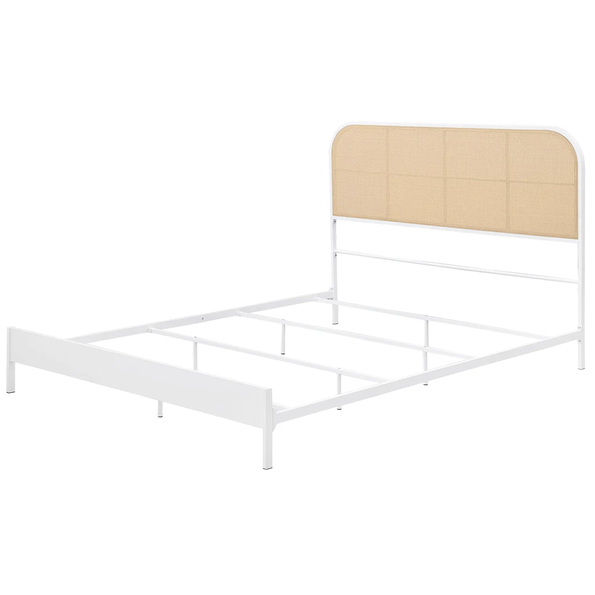 Amherst Radio Weave Rattan Metal Queen Bed White by Unique Piece Furniture