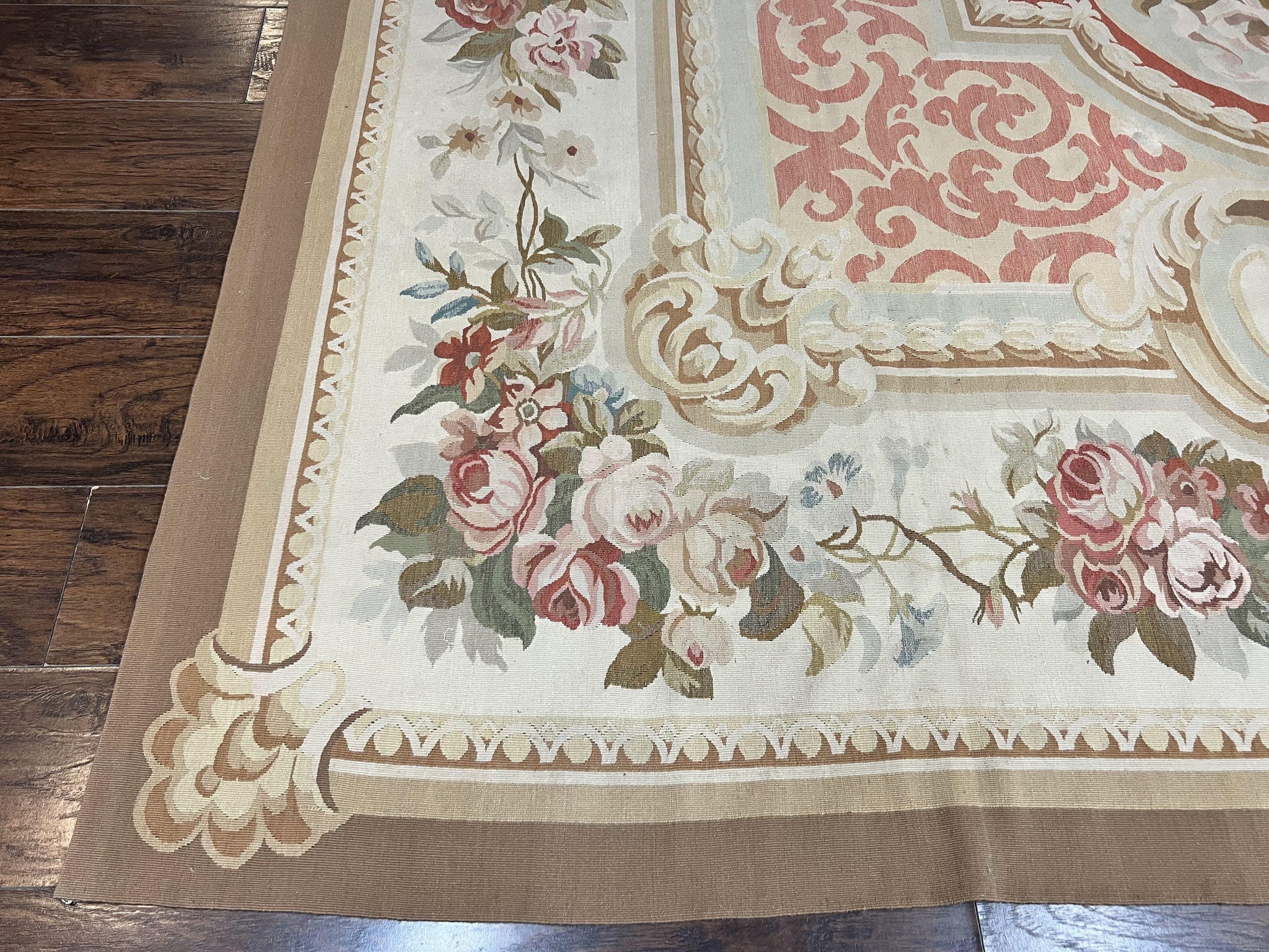 Aubusson Rug 10x14, Wool Handmade Vintage Carpet, Elegant French European Design Rug, Large Room Sized Aubusson Rug, Stark Carpet by Jewel Rugs
