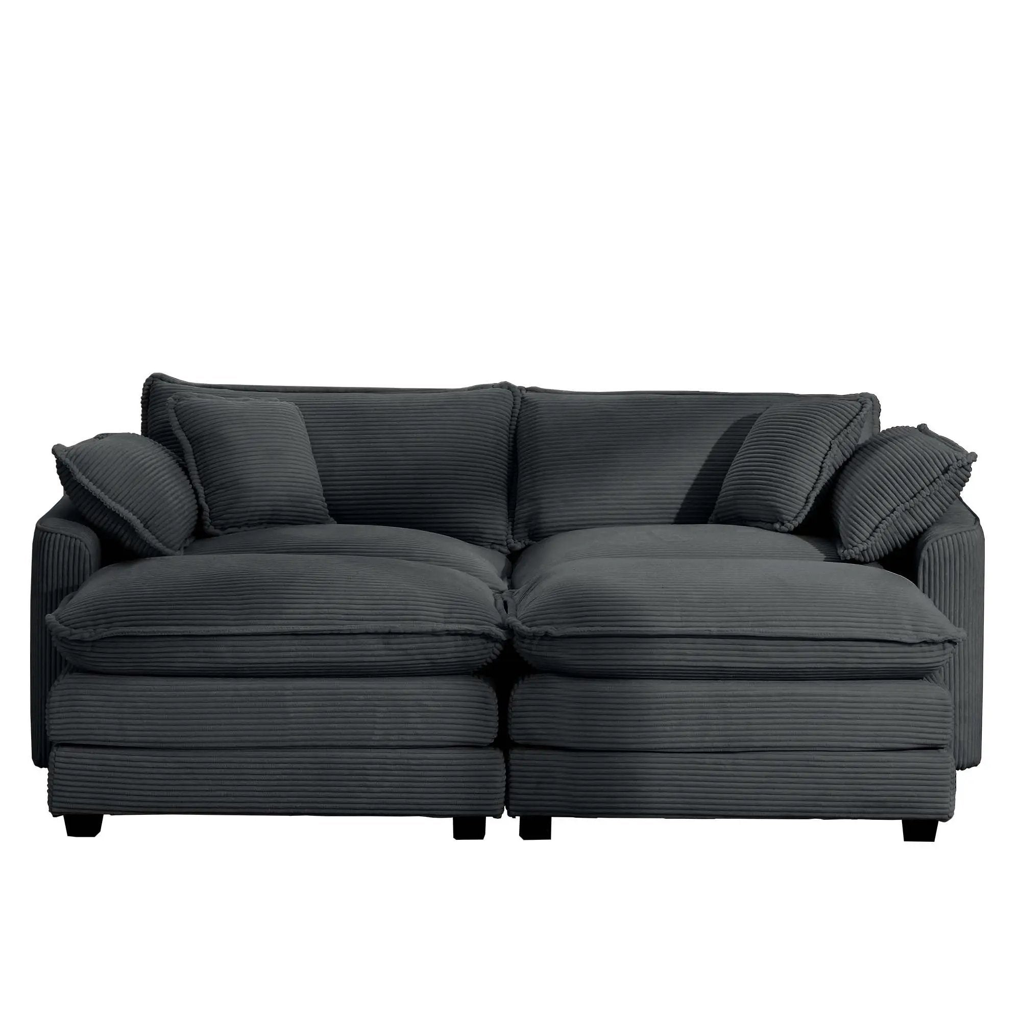 Modern Oversized Modular Cushion Sofa With Ottoman, Low Back, Deep Seating Sofa Set by Unique Piece Furniture
