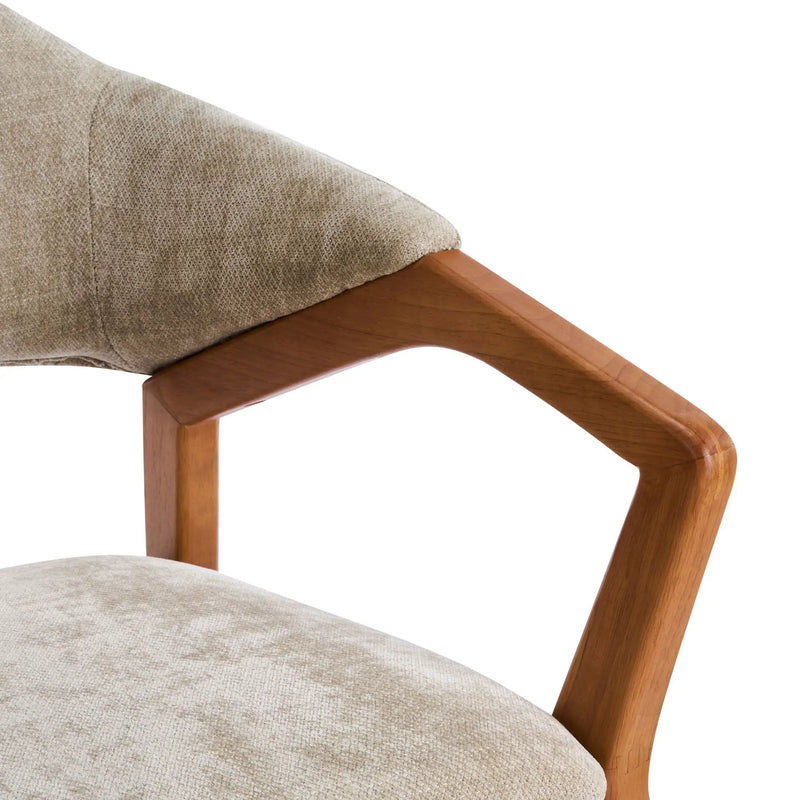 Indoor Upholstered Dining Chair Set of 2 - Oatmeal / Teak by HouseOfZazla