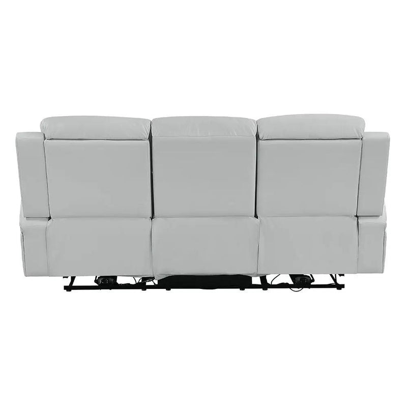 Elonzo - Power Motion Sofa With LED, Power Headrest & Speaker - Light Gray by Unique Piece Furniture